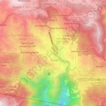 Camp 7 topographic map, elevation, terrain