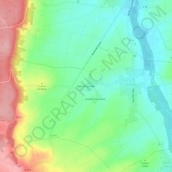 Petit Chaumont topographic map, elevation, terrain