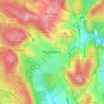 Neuenheerse topographic map, elevation, terrain