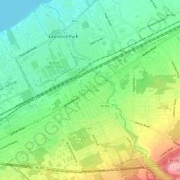 Wesleyville topographic map, elevation, terrain