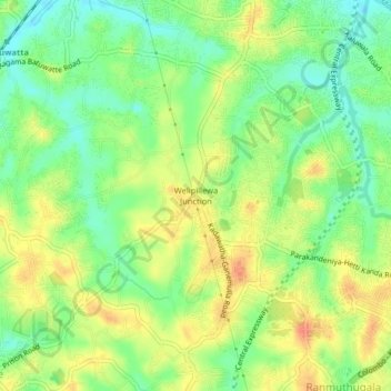 Welipillewa Junction topographic map, elevation, terrain
