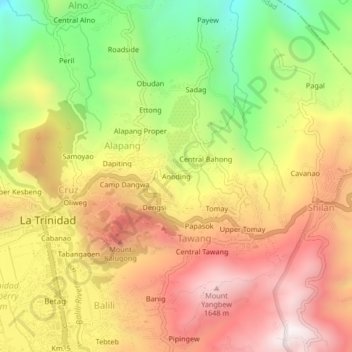 Anoding topographic map, elevation, terrain