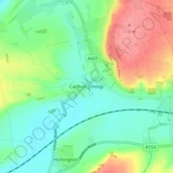 Carlton Scroop topographic map, elevation, terrain