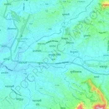 Madhyapur Thimi topographic map, elevation, terrain
