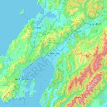 Lower Hutt topographic map, elevation, terrain