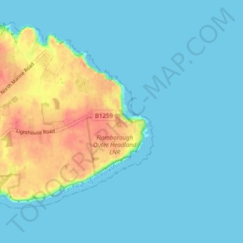 Flamborough Head topographic map, elevation, terrain