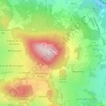 Suc d'Eyme topographic map, elevation, terrain