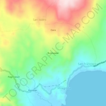 Burinawan topographic map, elevation, terrain