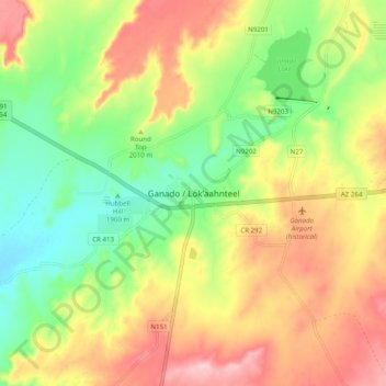 Ganado topographic map, elevation, terrain