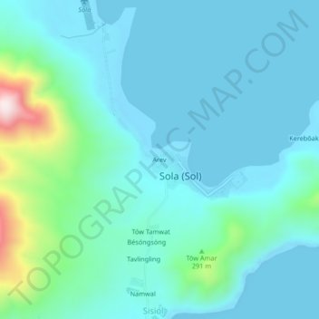 Arev topographic map, elevation, terrain