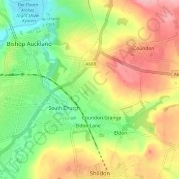 Auckland Park topographic map, elevation, terrain