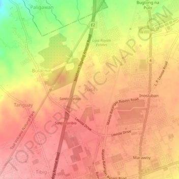 Pusil topographic map, elevation, terrain