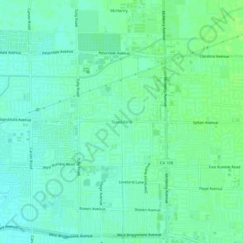 Standiford topographic map, elevation, terrain