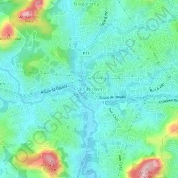 Nkolbisson topographic map, elevation, terrain