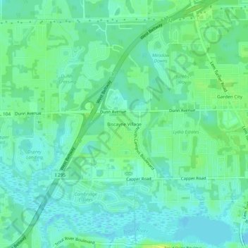 Biscayne Village topographic map, elevation, terrain