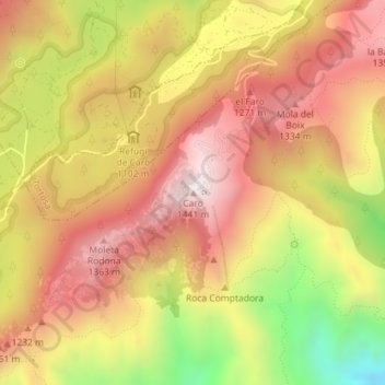 Caro topographic map, elevation, terrain