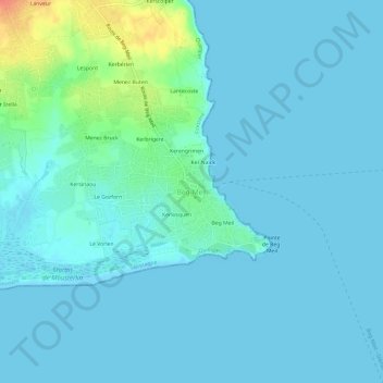 Beg-Meil topographic map, elevation, terrain