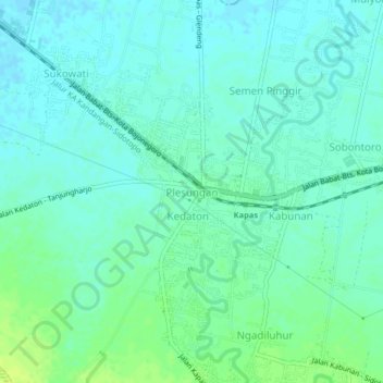 Plesungan topographic map, elevation, terrain