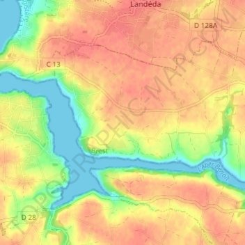 Kerguisquin topographic map, elevation, terrain