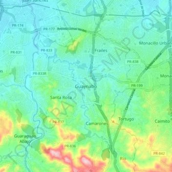 Guaynabo topographic map, elevation, terrain