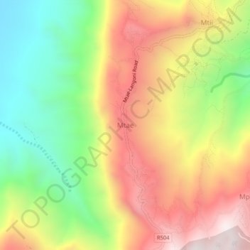 Mtae topographic map, elevation, terrain