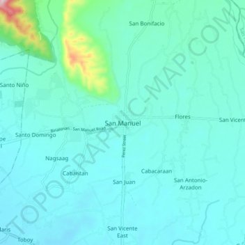 San Manuel topographic map, elevation, terrain