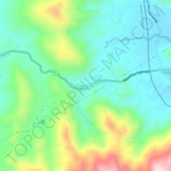 San Luis topographic map, elevation, terrain