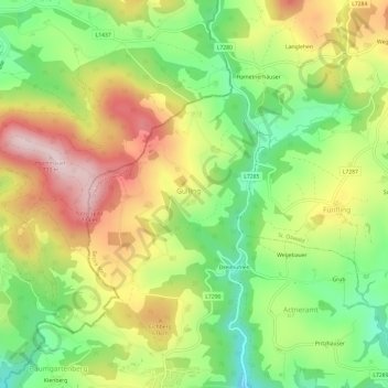 Gulling topographic map, elevation, terrain