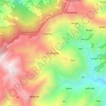 Pachhabang topographic map, elevation, terrain