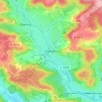 Hausen topographic map, elevation, terrain