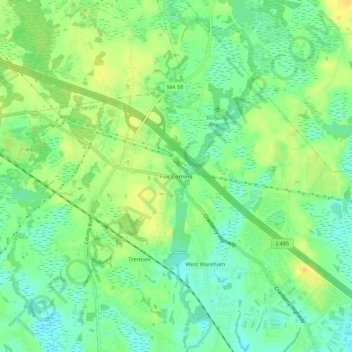 Five Corners topographic map, elevation, terrain