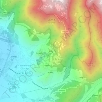 Colle topographic map, elevation, terrain