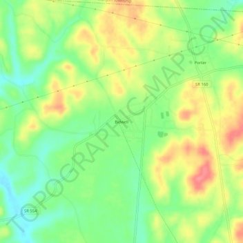 Bidwell topographic map, elevation, terrain