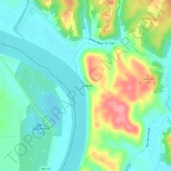 Hamilton topographic map, elevation, terrain
