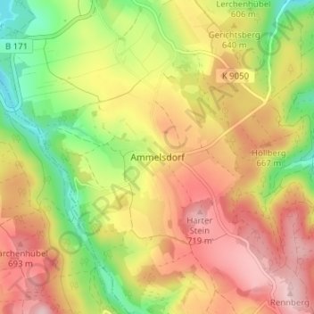 Ammelsdorf topographic map, elevation, terrain