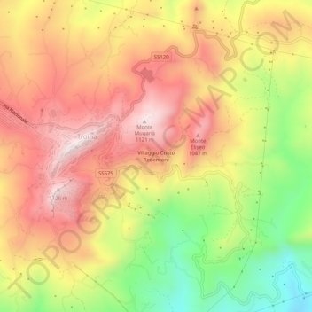 Villaggio Cristo Redentore topographic map, elevation, terrain