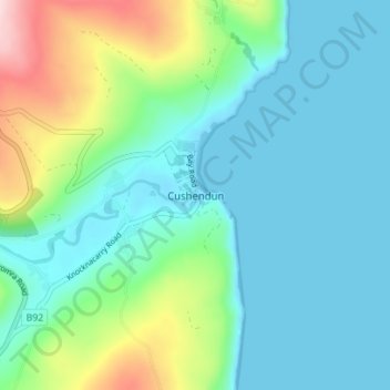 Cushendun topographic map, elevation, terrain