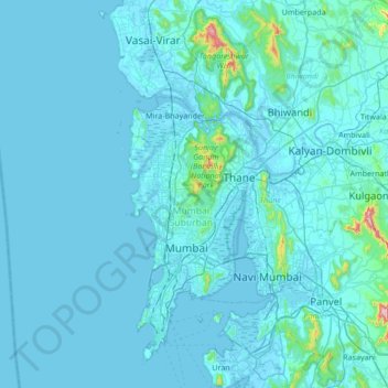 Salsette Island topographic map, elevation, terrain