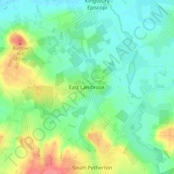 East Lambrook topographic map, elevation, terrain