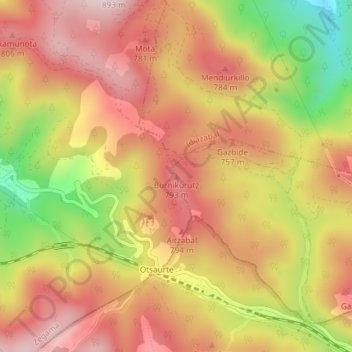 Burnikurutz topographic map, elevation, terrain