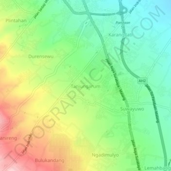 Tanjungarum topographic map, elevation, terrain