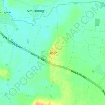 Foston topographic map, elevation, terrain