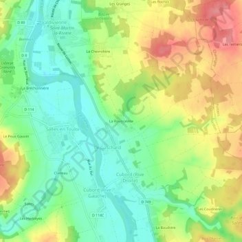La Roussalière topographic map, elevation, terrain