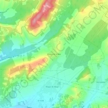 Magaz de Arriba topographic map, elevation, terrain