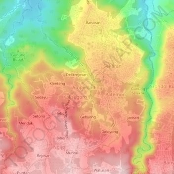 Ampelgading topographic map, elevation, terrain