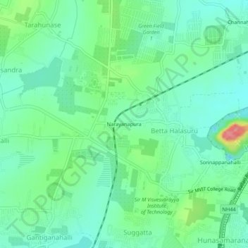Narayanapura topographic map, elevation, terrain