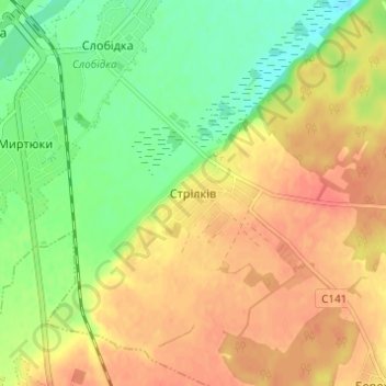 Strilkiv topographic map, elevation, terrain