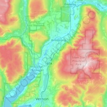 Spallumcheen topographic map, elevation, terrain