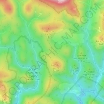 Baisse de la grosse vache topographic map, elevation, terrain