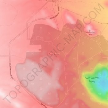 Twin Buttes topographic map, elevation, terrain
